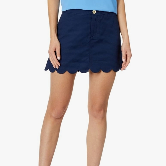 Lilly Pulitzer Colette Scallop Hem Navy Blue Skort 0 With Extra Button NWOT - Picture 11 of 11
